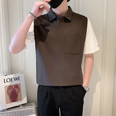 2025夏季新款社会小伙假两件polo衫男短袖T恤TX04P68控98，男装Polo衫，电商B276A