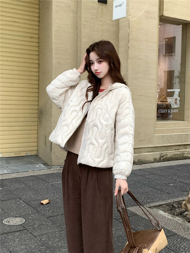 连帽超好看冬装上衣适合小个子的韩系女装绝美小外套,女装羽绒服,两个王小姐
