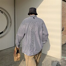 长袖衬衫男港风日系宽松高级条纹潮ins休闲情侣衬衣外套C0520-p30，男装衬衫，星座1008-2
