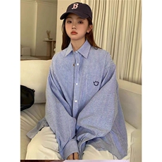 条纹衬衫女2025年开春新款上衣韩系别致长袖衬衣外套，男装衬衫，星座506A