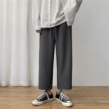 直筒裤男士冰丝垂感休闲裤2023新款夏季阔腿九分裤 2025-特批20图片
