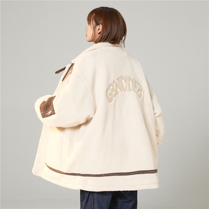 中性风 皮毛一体刺绣羊羔毛棉衣男装加厚冬装棉服外套G1037P128女图片