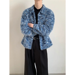 得物二开 高街混色仿马海毛衬衫痞帅香风垫肩衬衣外套JK1286-P90图片