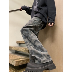 美式高街复古春季新款迷彩百搭直筒牛仔裤B315-K24032-p55控78，男装牛仔裤，电商B315