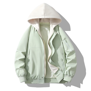 春季新款可拆卸潮牌假两件连帽男士外套上衣宽松2612-P55图片