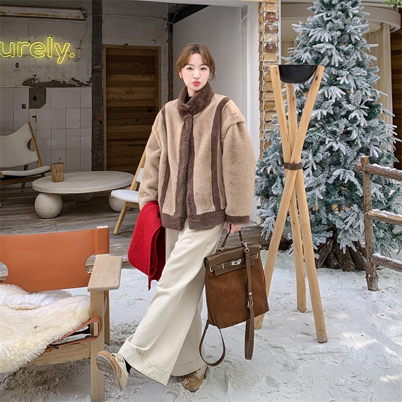 新款现货！冬装皮毛一体羊羔毛外套2C133-8826-P195-K288,女装短外套,2C133