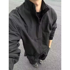 D60-P46 黑色美式教练飞行夹克男款高级感痞帅硬汉外套廓形图片