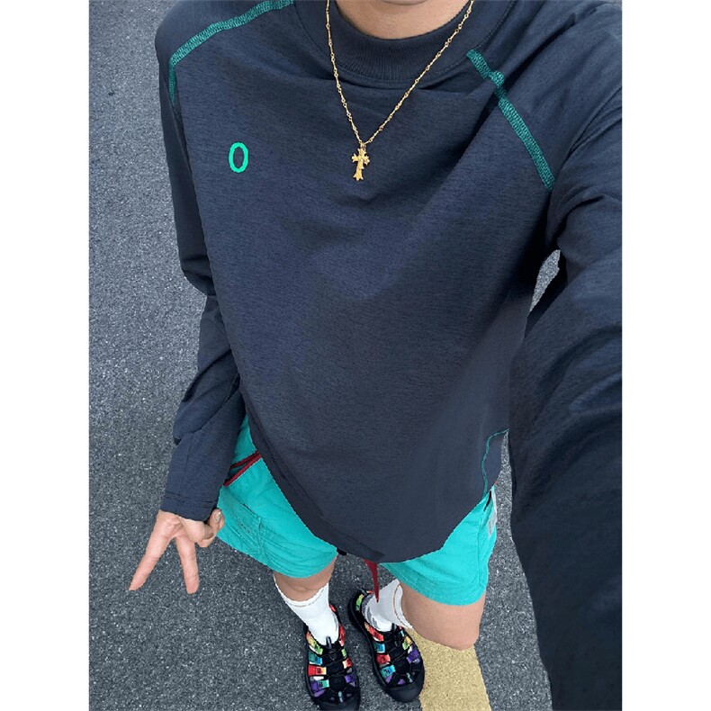 美式高街解构工艺速干长袖T恤男女款防晒罩衫户外运动潮牌骑行服,男装防晒衣,电商A443