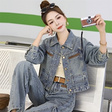牛仔外套女洋气减龄显瘦春秋装2025新款轻熟风时尚气质两件套套装，女装套装/套裙，江南女神