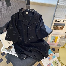 2023年夏季衬衫男日系短袖简约高级感嘻哈青少年衬衣C0138-P40，男装衬衫，星座308B-2