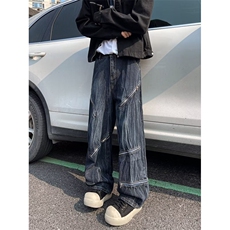 牛仔裤男2024秋季新款美式半松紧N1113P58，男装牛仔裤，星座1116-2