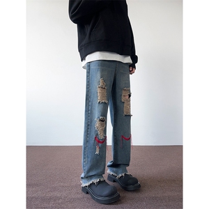 [现货]02破洞牛仔裤 美式 拖地牛仔裤 抖音品质XZ211-1-K2408 P50图片