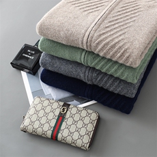 2025年秋季新款百搭长袖半高领七针斜道开衫，男装羊毛衫，江杉羊绒