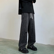 2024新款美式破洞牛仔裤宽松直筒做旧水洗潮牌男现货K8151-P47，男装牛仔裤，星座512-3