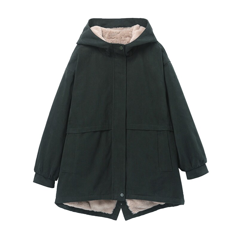 时尚女装派克服加厚保暖外套冬季新款宽松显瘦连帽棉服上衣,女装派克服,韩派