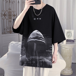 货足7XL-M 纯短袖T恤男2023夏季新款美式ins潮半袖体恤加肥加大图片