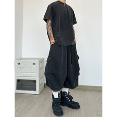 水洗做旧七分裤短裤工装裤卫裤A014-DY25259-P60控78，男装牛仔裤，电商A014