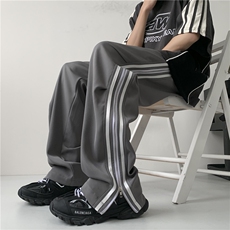 拉链可开冰丝夏季薄款直筒宽松潮牌百搭休闲裤韩版长裤P50控68，男装休闲裤，电商D205