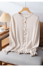 2025年秋季时尚百搭通勤简约休闲木耳边羊绒开衫,女装羊绒衫,兰皓羊绒,清河羊绒市场 2025年秋季时尚百搭通勤简约休闲木耳边羊绒开衫,女装羊绒衫,兰皓羊绒,清河羊绒市场