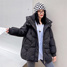 2023冬季新款肌理感90白鸭绒羽绒服女设计感小众时尚连帽加厚外套，女装羽绒服，时尚俏佳人