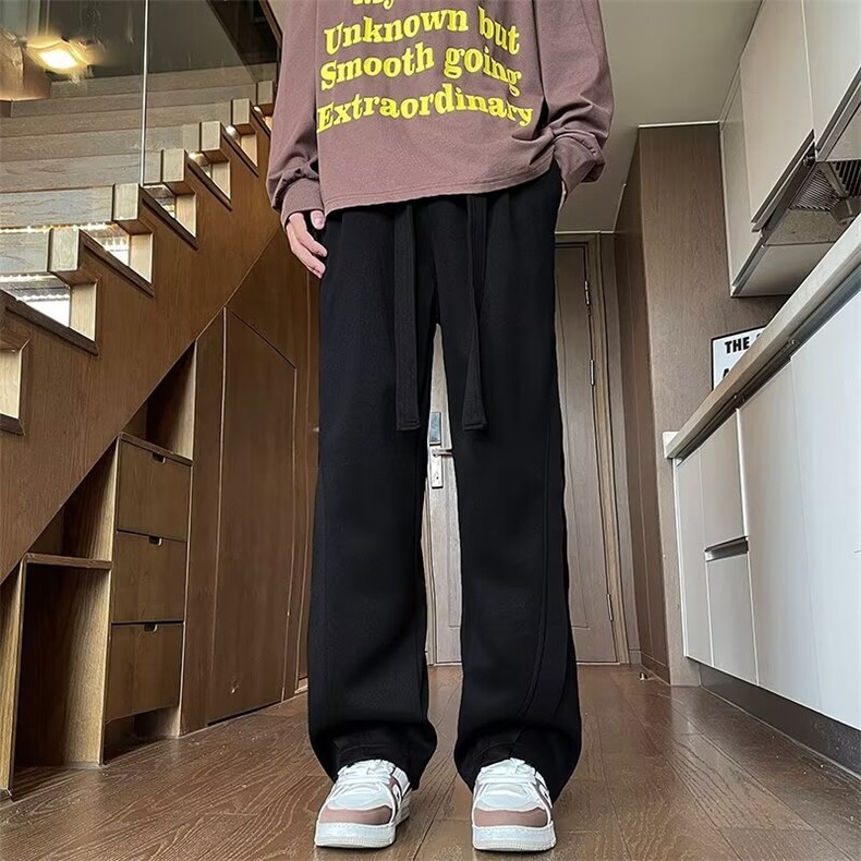 新款垂感裤子男春秋2024新款潮流宽松直筒阔腿卫裤大码M973/P42，男装休闲裤，星座506