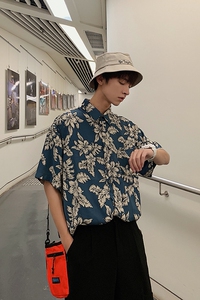 夏季男士短袖衬衫T恤短袖宽松上衣休闲花衬衫CS12 P38图片