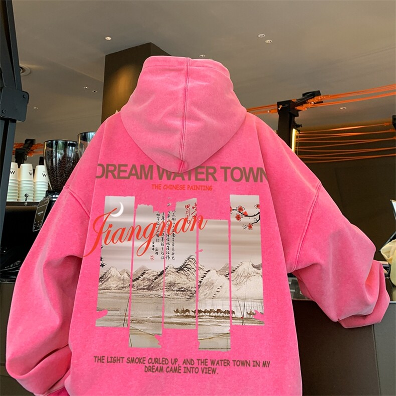美式潮牌重磅水洗做旧连帽卫衣力推大码男XZ517A-2-Y7745-P68图片
