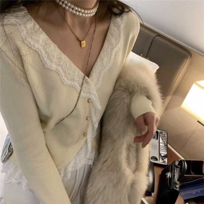 现货蕾丝拼接小开衫小女人味，其它，XTZ style