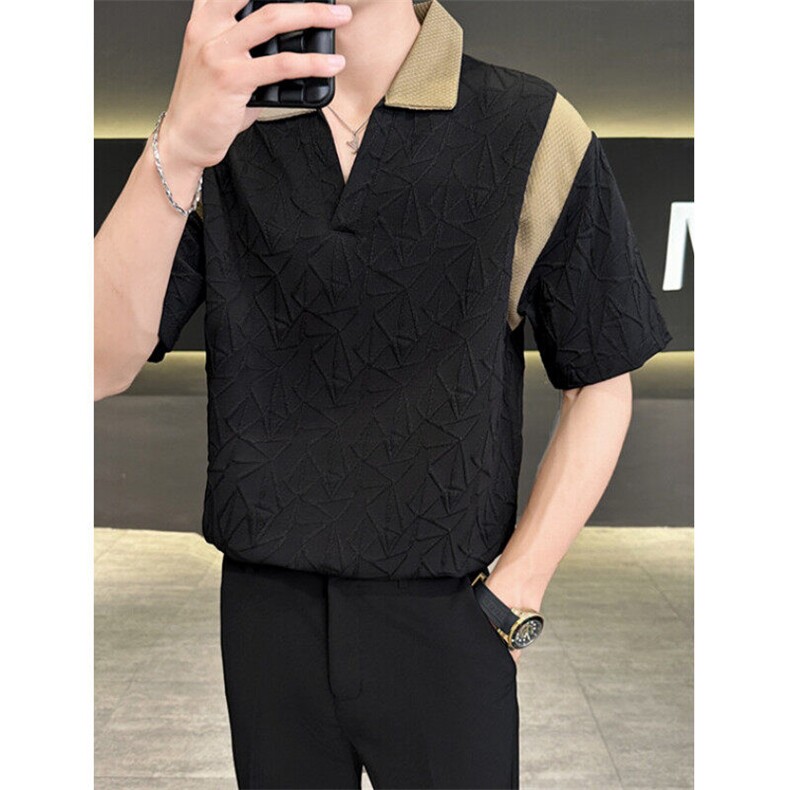 撞色拼接夏季立体免熨斗套头POLO衫CA619,男装Polo衫,星座1116A-2（原606A-1）