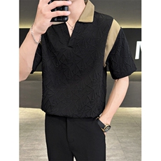 撞色拼接夏季立体免熨斗套头POLO衫CA619，男装Polo衫，星座1116A-2（原606A-1）