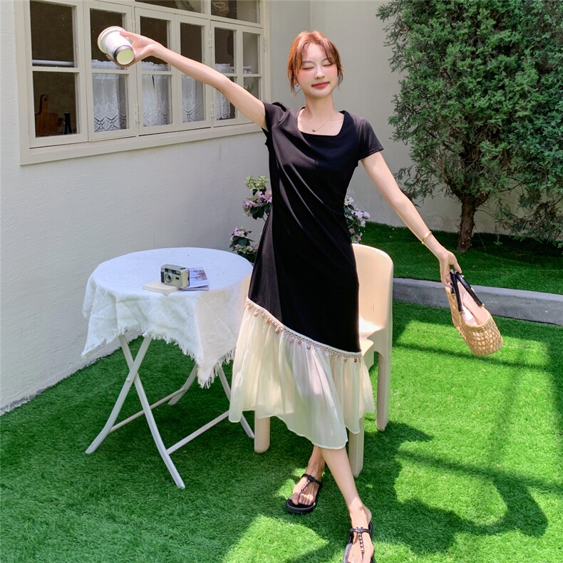 新品现货2025夏装拼接连衣裙C116-2527-P125-K178,女装连衣裙,2C116