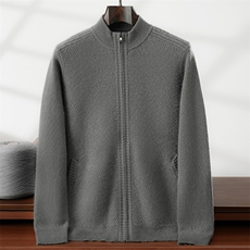 2025年秋季立领针织开衫时尚百搭，男装针织衫/毛衣，隆格羊绒