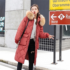 中长款2020冬季新款宽松舒适简约棉衣带大毛领长袖拉链口袋，女装棉衣/棉服，阿菲诺依