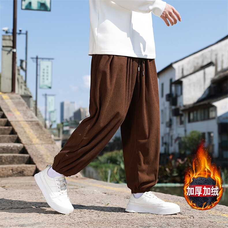 风冬季新款灯芯绒长裤子男束脚裤日系复古大码休闲裤K28-P45，男装休闲裤，星座225-1