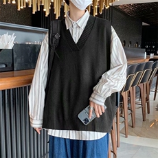 学院风V领毛衣男宽松休闲针织背心韩版潮流ins秋装马甲M127-P30，男装背心/马甲，星座512-2