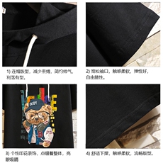 LD54211-P45连帽短袖t恤男大码胖子带帽五分袖中袖砖墙挂拍，男装T恤，电商A040A