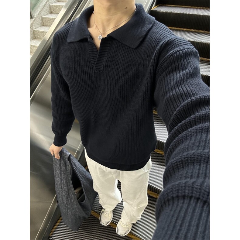 【有货】MY112LL-特P50cleanfit翻领毛衣男美式复古针织衫,男装针织衫/毛衣,星座1007（原301D）