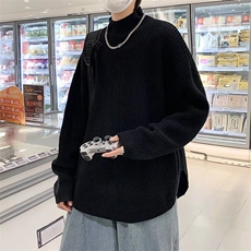 冬季半高领毛衣男ins潮流宽松开叉针织线衣百搭打底衫潮MY67-p40，男装针织衫/毛衣，星座1008