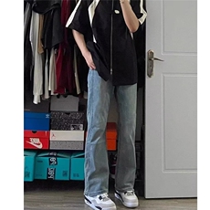 美式复古直筒牛仔裤男女秋冬高街vibe风裤子潮牌宽松WLN802-P43，男装牛仔裤，星座1008