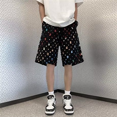 夏季新款韩版男士休闲中裤五分裤时尚潮流破洞补丁设计短裤沙滩裤，男装休闲裤，四季星座218-1