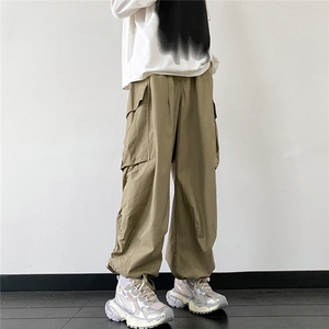 美式复古高级感拼接秋冬裤男宽松高街阔腿垂感直筒裤长裤图片