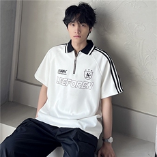 2026新款半拉链学院风POLO衫黑白拼接抗菌凉感短袖DT302-特P33，男装T恤，电商C307