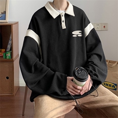 电商DSA028-PLCT2308P5065棉新款港风长袖POLO衫男，男装Polo衫，电商A028