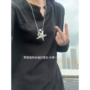 XZ809A/VL01/特P14深度库存量大可谈美式V领肌理感百搭长T卫衣
