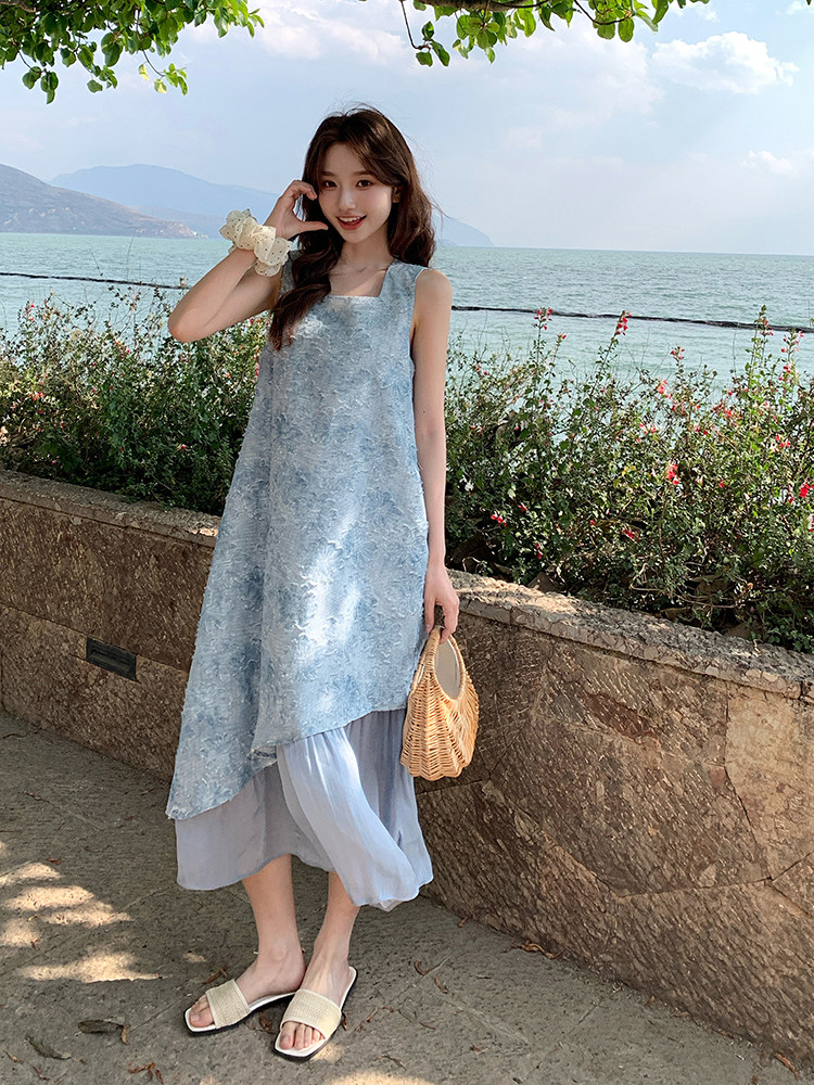 夏日绝美海边度假连衣裙女2025新款独特漂亮超好看提花无袖背心裙,女装连衣裙,浙宝276（原081）
