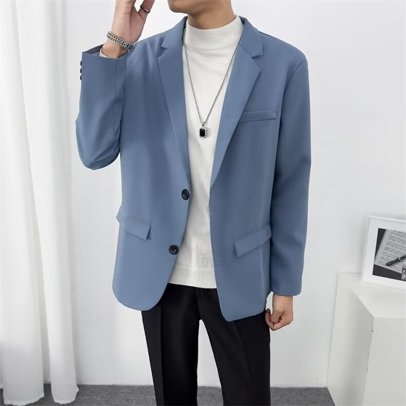 轻熟风免烫小西装男士韩版早秋潮流帅s黑色休闲商务西服外套Y70，男装西服，星座1116A-2（原606A-1）