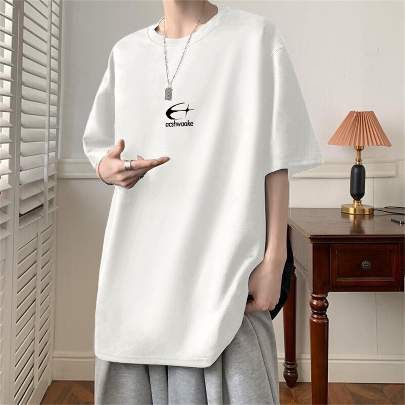 可设48小时发货支持抖音得物来样二开240克重磅美式麂皮绒短袖t恤，男装T恤，电商A486-1