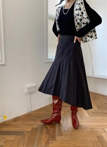 秋季新品，定制压褶，不规则设计半裙,女装半身裙,缈希