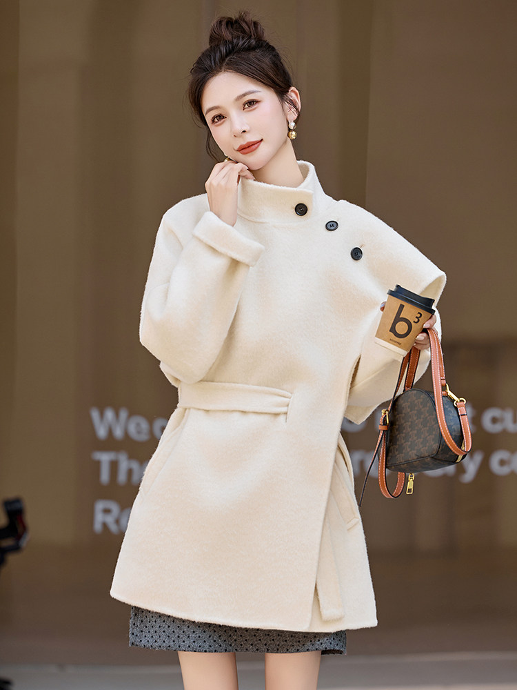 现货网红同款2025年冬季新款时尚休闲双面绵羊毛毛呢大衣外套女,女装双面呢大衣,琦鑫阁（原依鑫阁）