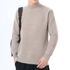 青年男士秋冬水貂绒中领针织纯色毛衣加厚打底M234-P43，男装T恤，星座310B-3